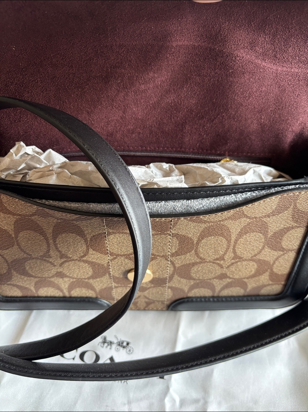 Coach Signature Shoulder Bag with Terracotta and Black Leather Accents - Picture 4 of 12